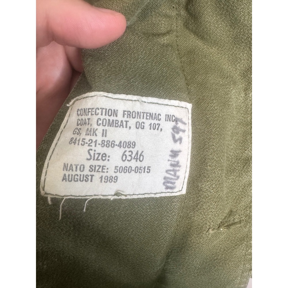 Vintage 1989 Canadian Military OG 107 MK II Combat Coat Field Jacket Green 6346 - Picture 8 of 13